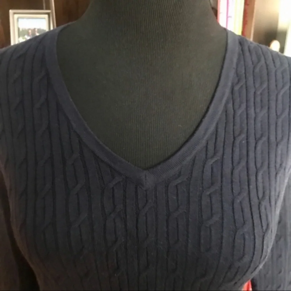 Talbots Navy Blue V-Neck Pima Cotton Sweater